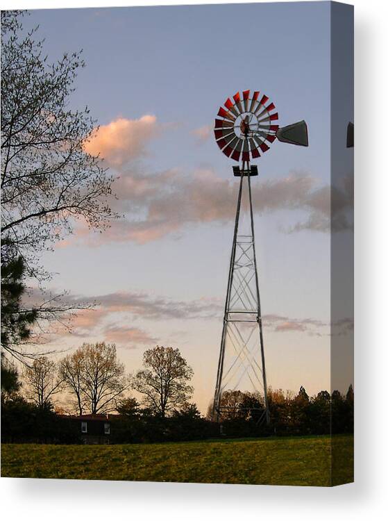 Windmill Canvas Print featuring the photograph Shadows fall by Bonnie Willis