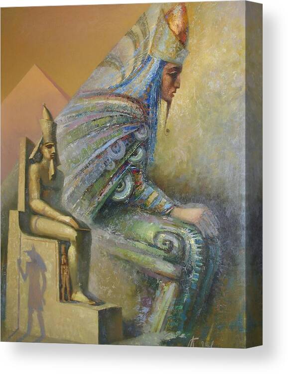Egyptian God Canvas Print featuring the painting Shadows by Valentina Kondrashova
