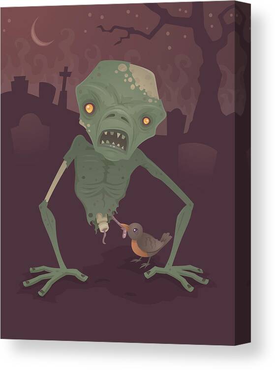 Zombie Canvas Print featuring the digital art Sickly Zombie by John Schwegel