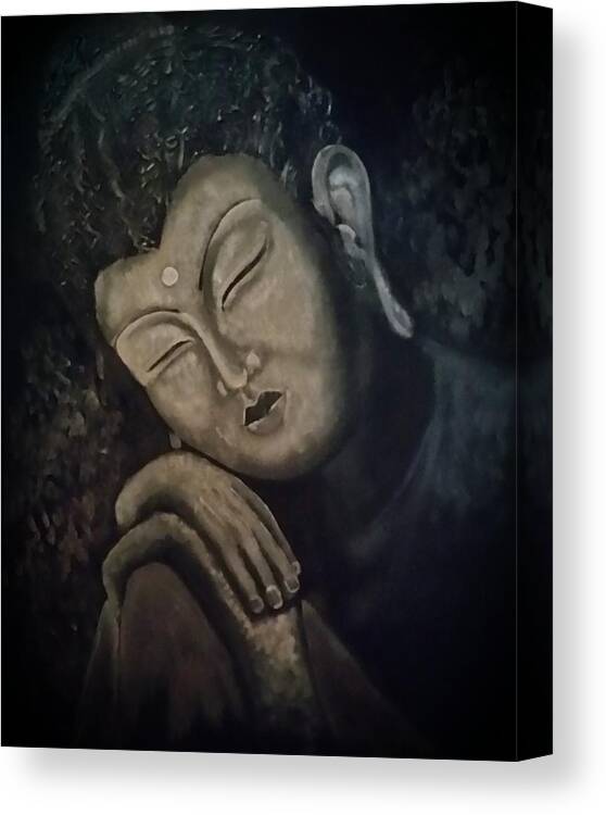 Buddha Canvas Print featuring the painting Silent meditations by Carole Hutchison