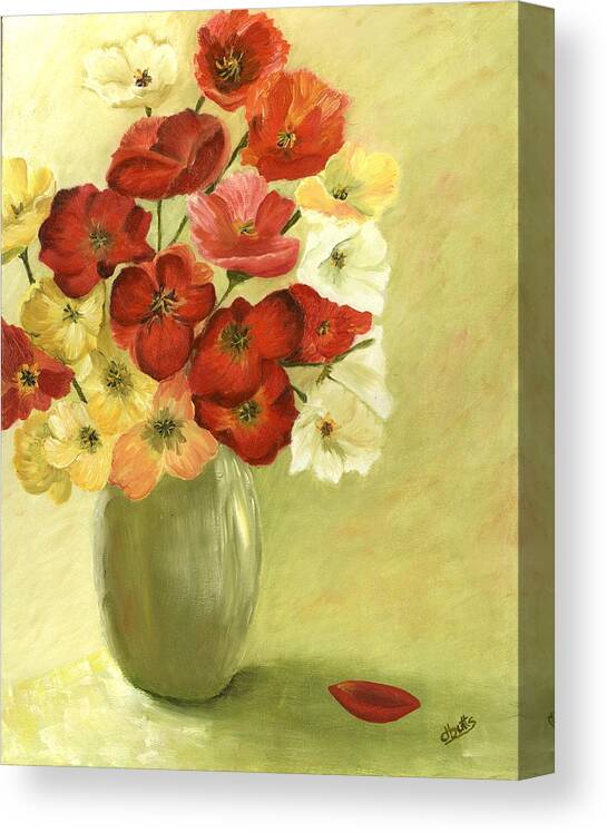 Floral Paintings Canvas Print featuring the painting Silk Flowers by Deborah Butts