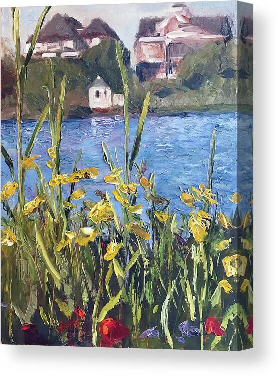 The Artist Josef Canvas Print featuring the painting Silver Lake Blossoms by Josef Kelly