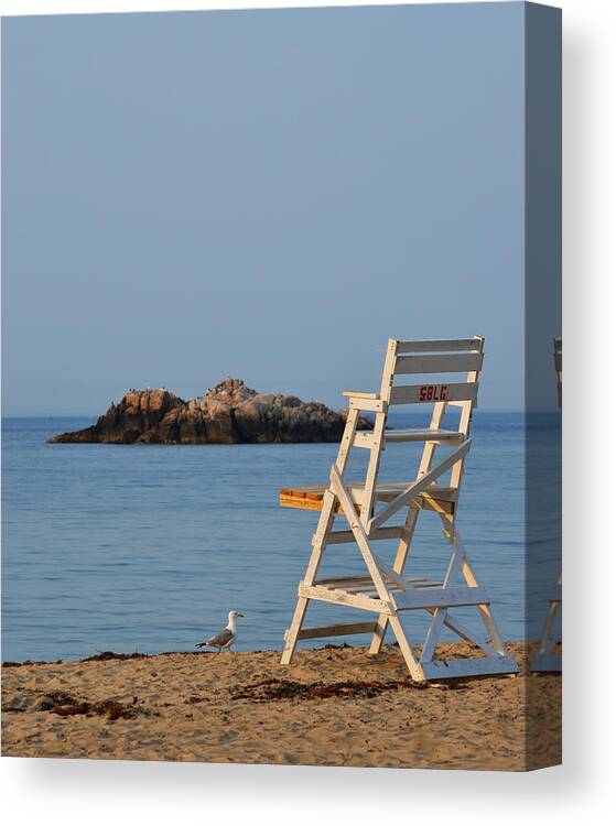 Manchester Canvas Print featuring the photograph Singing Beach Lifeguard Chair Manchester by the Sea MA by Toby McGuire