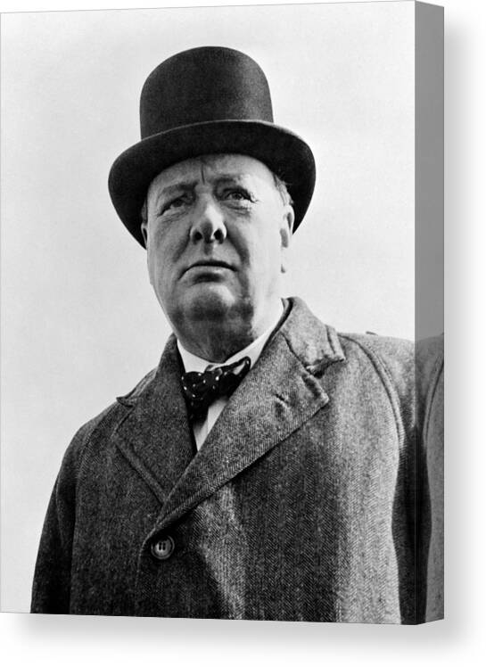 Wwii Canvas Print featuring the photograph Sir Winston Churchill by War Is Hell Store