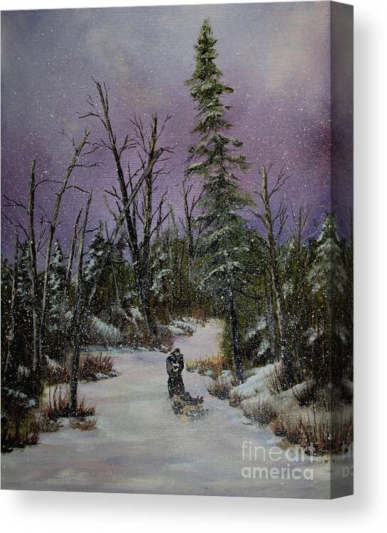 Sled Dogs Canvas Print featuring the painting Sled Dogs by Joi Electa