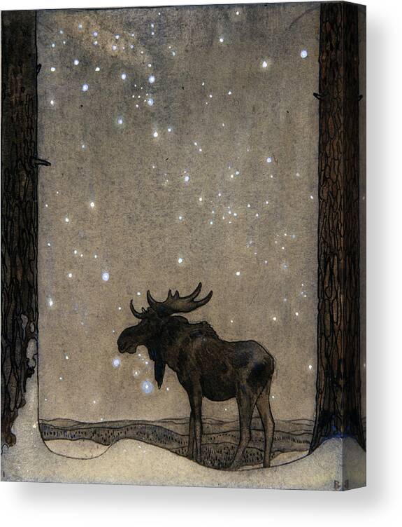 John Bauer Canvas Print featuring the painting Slg skyttarna by John Bauer