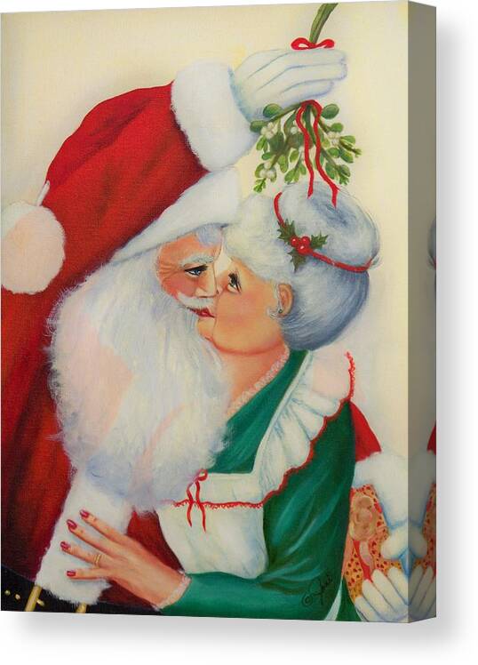 Christmas Canvas Print featuring the painting Sly Santa by Joni McPherson