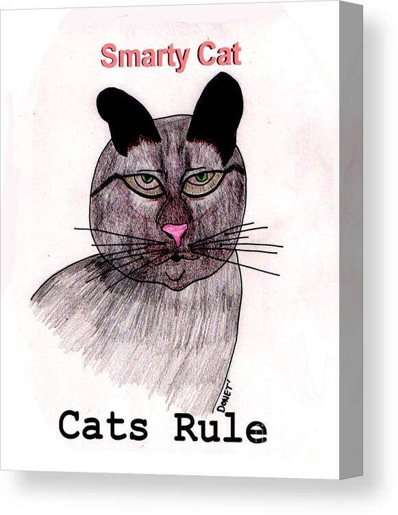 Cat Canvas Print featuring the painting Smarty Cat by James and Donna Daugherty