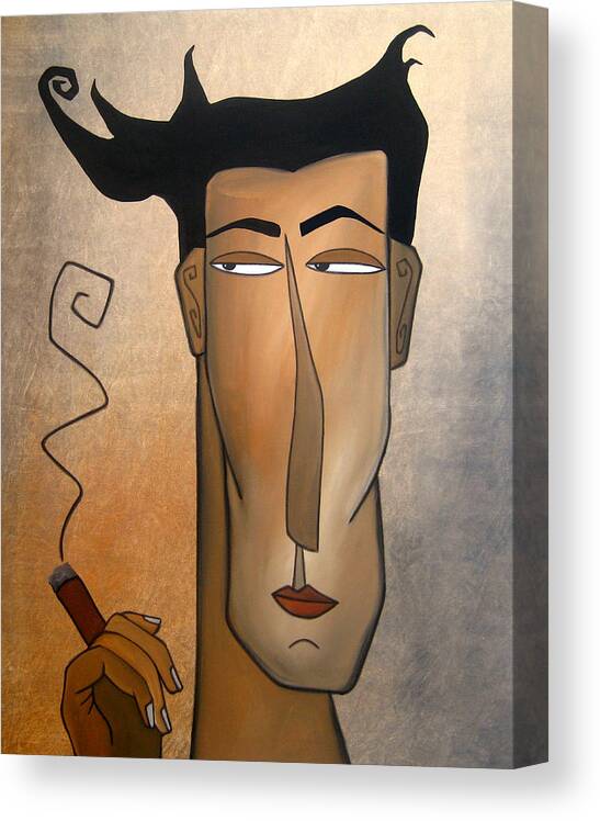 Fidostudio Canvas Print featuring the painting Smoke Break by Tom Fedro
