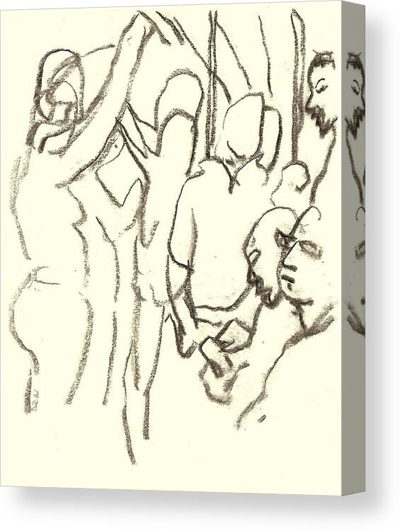 Subway Canvas Print featuring the drawing Some Lines, A Train NYC by Thor Wickstrom