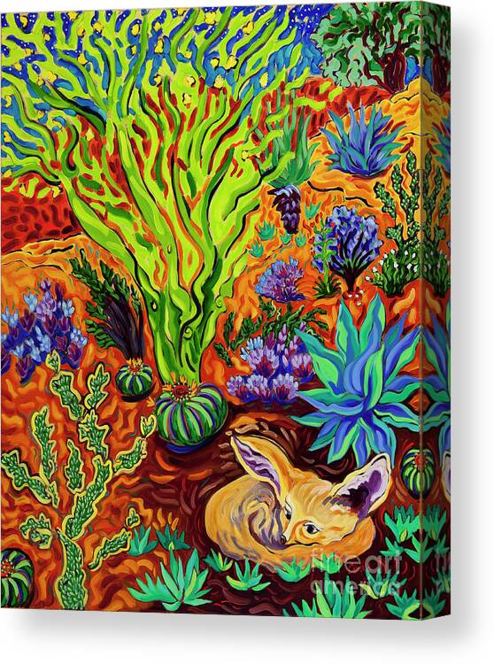 Fennic Fox Canvas Print featuring the painting Sounds of Life by Cathy Carey