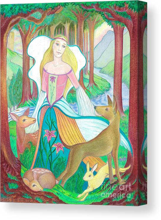 Spiritual Canvas Print featuring the drawing Spirit Guide Flidais by Debra Hitchcock