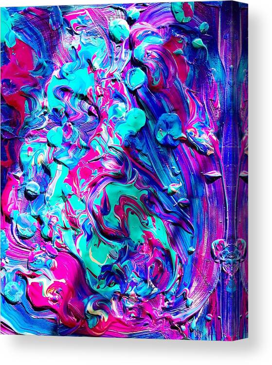 Paint Pour Canvas Print featuring the mixed media Splash of Color by Monique Faella