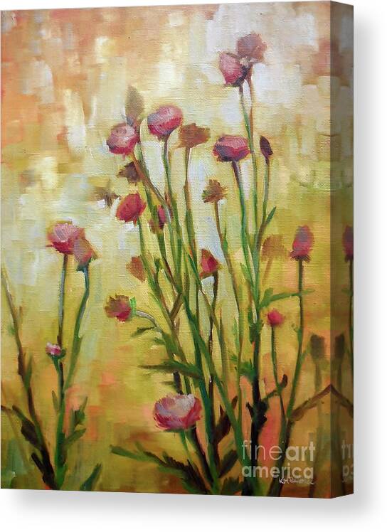 Nature Canvas Print featuring the painting Spotlight on Thistle by K M Pawelec