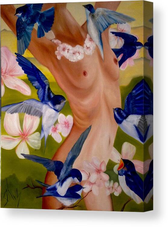 Swallow Canvas Print featuring the painting Spring by Dirk Ghys