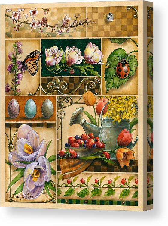 Janet Stever Canvas Print featuring the painting Spring Montage by Janet Stever
