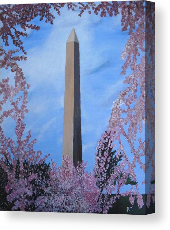 Washington Monument Canvas Print featuring the painting Springtime in DC by Rita Tortorelli