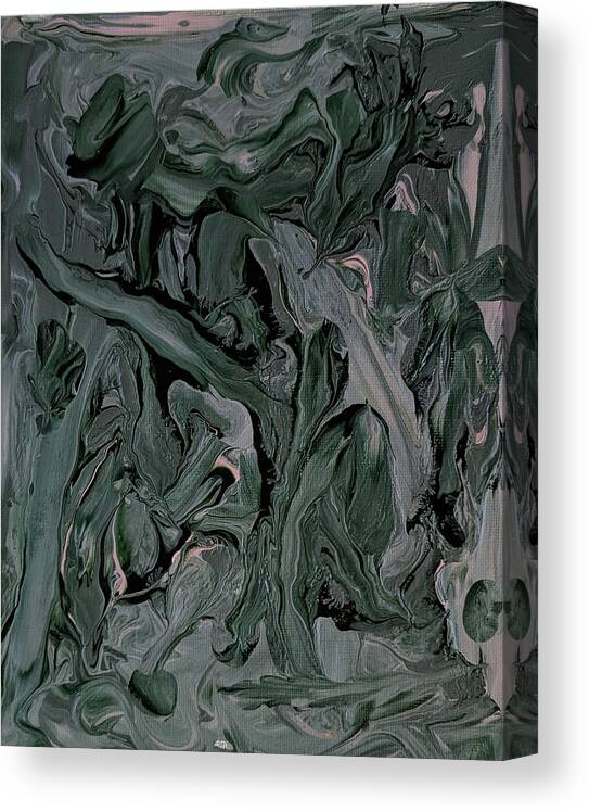 Abstract Art Canvas Print featuring the painting Squiggle Series - Green by Trisha Pena