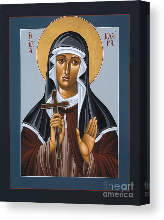 St Clare Holding The Jewelled Cross Canvas Print featuring the painting St Clare Holding the Jewelled Cross 041 by William Hart McNichols