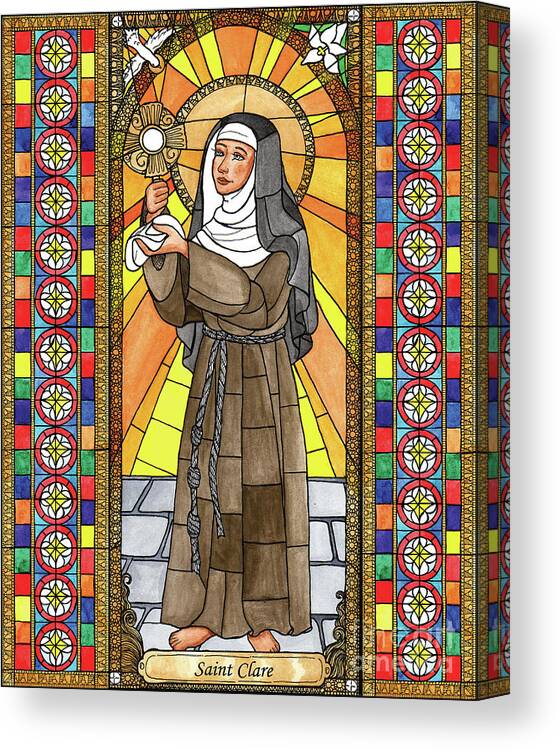 Saint Clare Of Assisi Canvas Print featuring the painting St. Clare of Assisi - BNCLR by Brenda Nippert