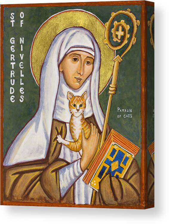 Icons Canvas Print featuring the painting St. Gertrude of Nivelles Icon by Jennifer Richard-Morrow