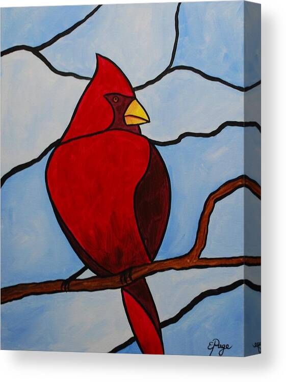 Stained Glass Canvas Print featuring the painting Stained Glass Cardinal by Emily Page