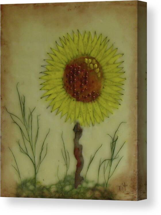 Sunflower Canvas Print featuring the painting Standing at Attention by Terry Honstead