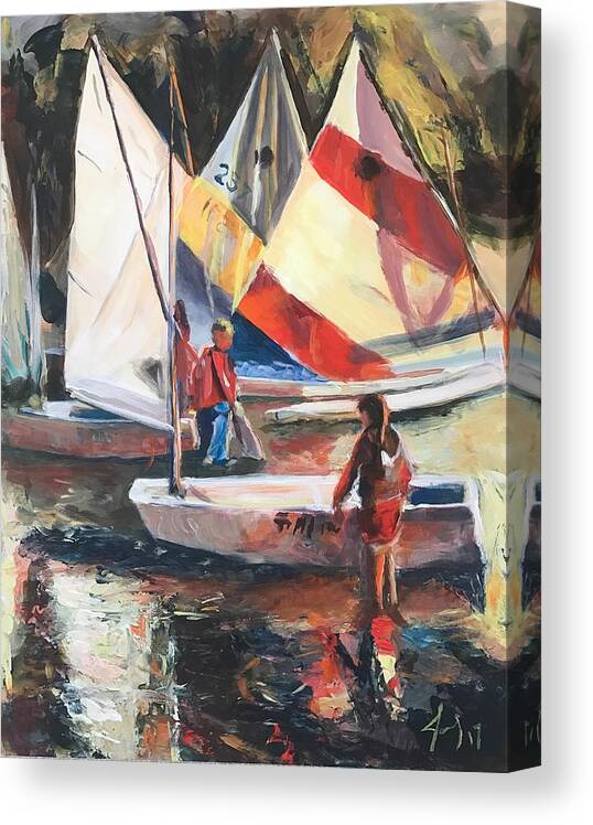 Hope Town Canvas Print featuring the painting Starting Young by Josef Kelly