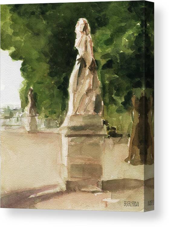 Paris Canvas Print featuring the painting Statues Jardin du Luxembourg by Beverly Brown Prints
