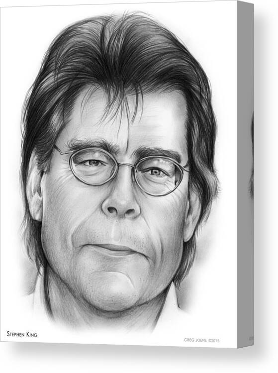 Celebrities Canvas Print featuring the drawing Stephen King by Greg Joens
