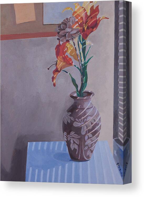 Still Life Canvas Print featuring the painting Still Life with Tiger Lilies by Susan McNally
