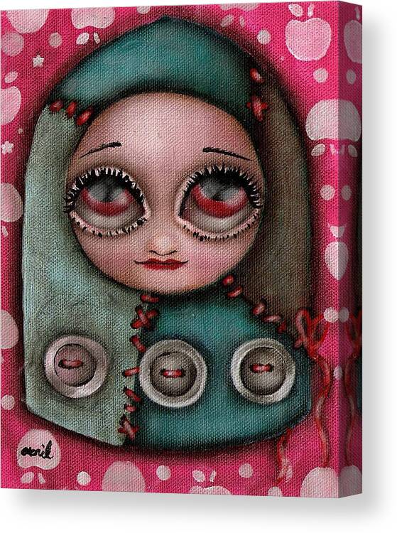 Buttons Canvas Print featuring the painting Stitches by Abril Andrade