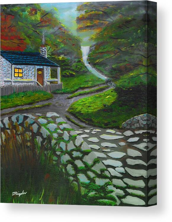 Stone Cabin Canvas Print featuring the painting Stone Cabin by David Bigelow