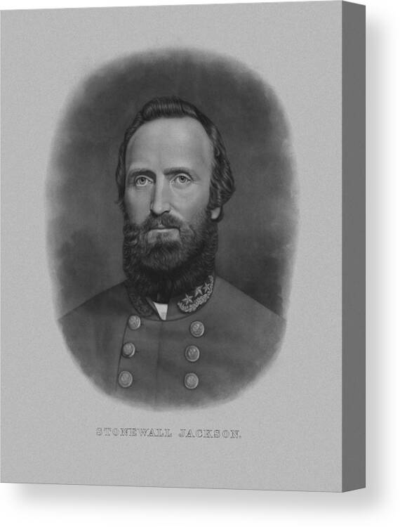 Stonewall Jackson Canvas Print featuring the drawing Stonewall Jackson by War Is Hell Store