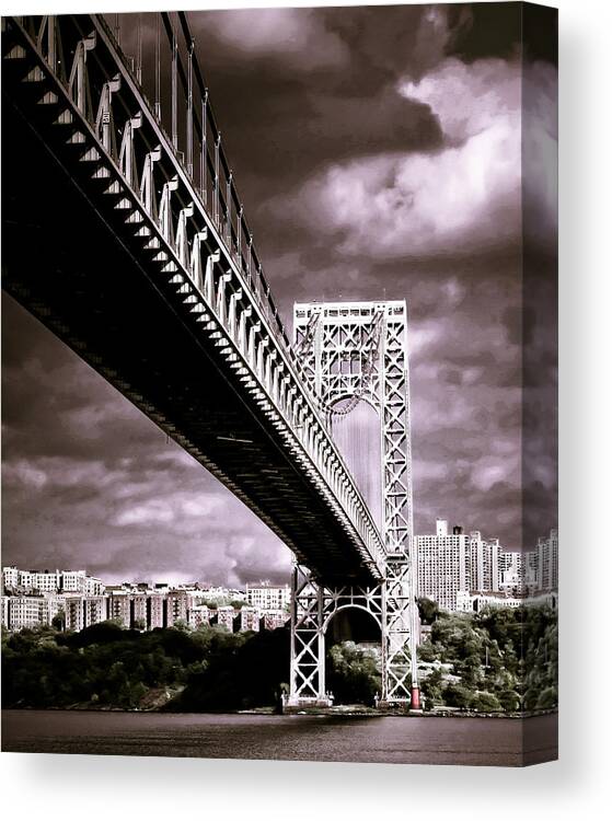 Landscape Canvas Print featuring the photograph Storm over GWB by Arthur Sa