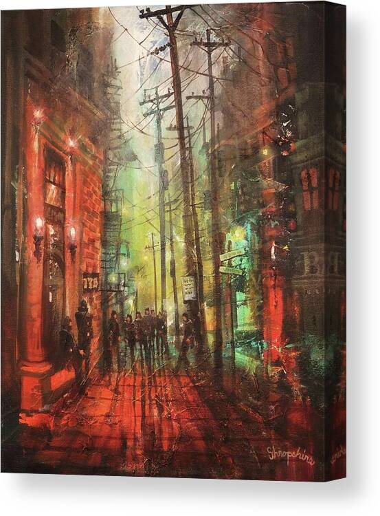 City Streets Canvas Print featuring the painting Street Gang by Tom Shropshire