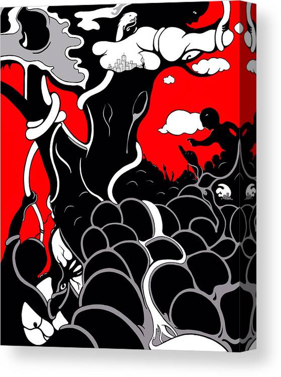 Female Canvas Print featuring the digital art Strife by Craig Tilley