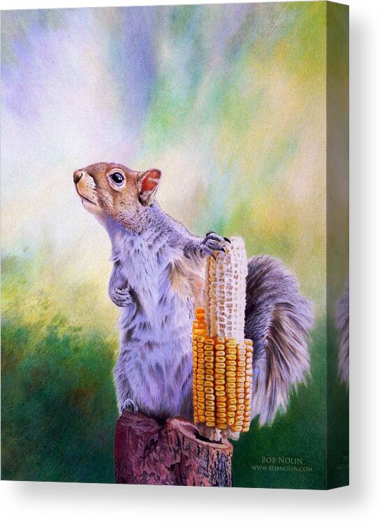 Squirrel Canvas Print featuring the digital art Stump Speech by Bob Nolin