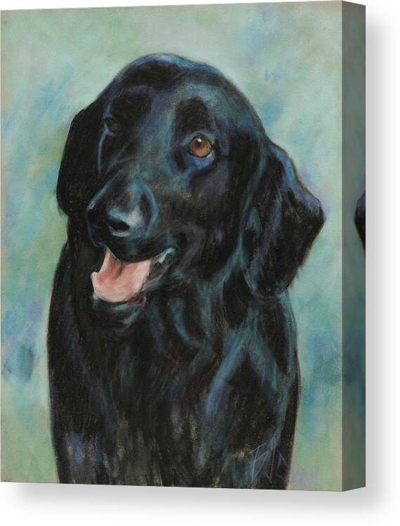 Flatcoated Retriever Canvas Print featuring the pastel Sugar by Billie Colson