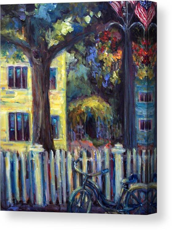 Village Scene Canvas Print featuring the painting Summer Days by Mary Wolf