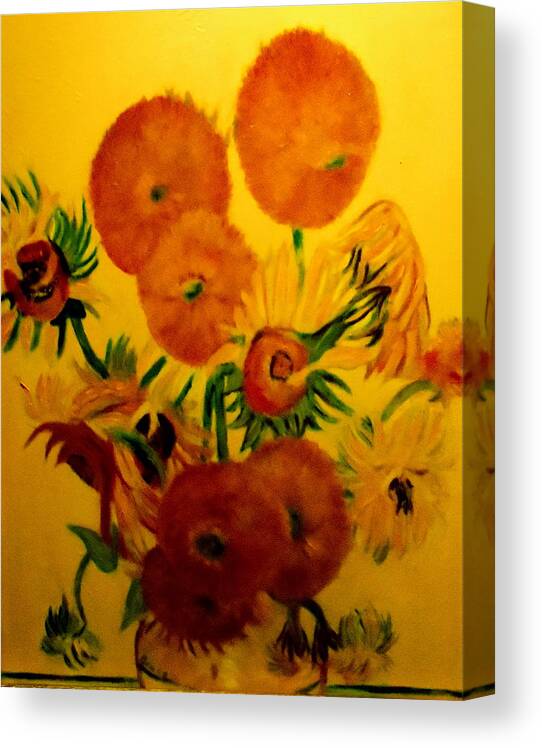 Flowers Canvas Print featuring the painting Sun Flowers Copy by Bruce Ben Pope