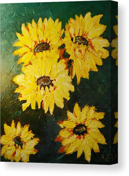 Impressionistic Art Canvas Print featuring the painting Sunflower by Ray Khalife