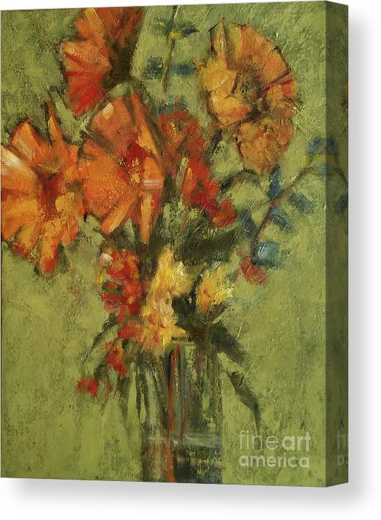 Flower Canvas Print featuring the painting Sunflowers for Sunday by Mary Hubley