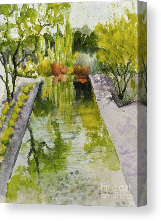 Landscape Canvas Print featuring the painting Infinity Pool In the Gardens at Annenburg Estate by Maria Hunt