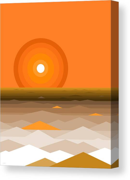 Sunrise Abstract In Orange Canvas Print featuring the digital art Sunrise Abstract in Orange by Val Arie