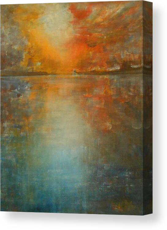 Abstract Canvas Print featuring the painting Sunset Sky by Jane See