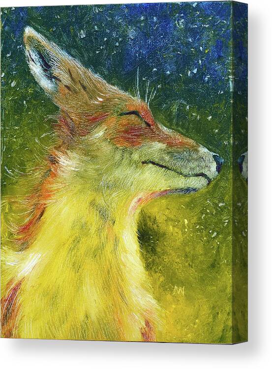 Fox Canvas Print featuring the painting Sweet Fox by AnneMarie Welsh