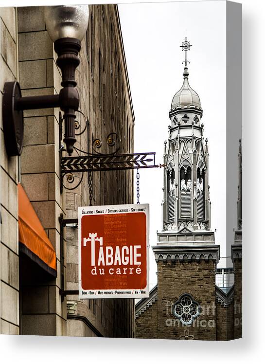 Sign Canvas Print featuring the photograph Tabagie Du Carre by Olga Photography