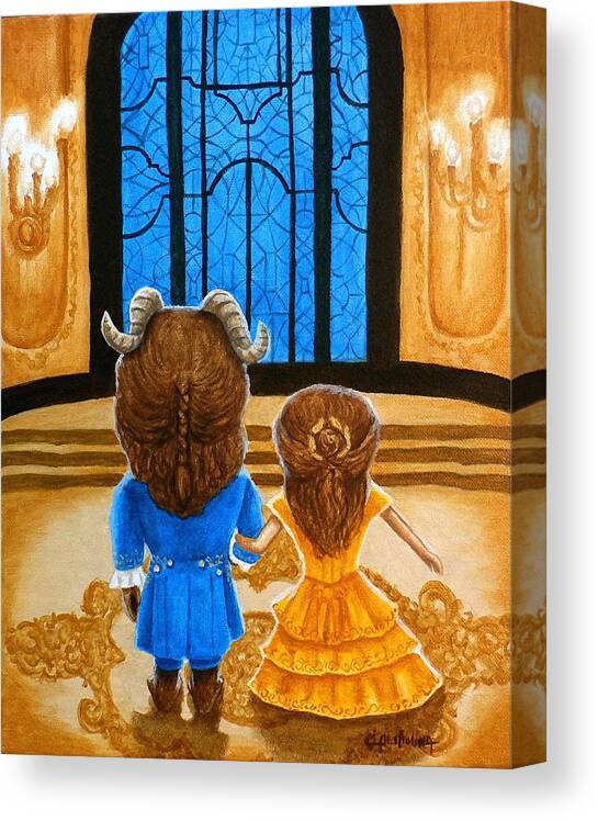 Beauty And The Beast Canvas Print featuring the painting Tale as old as Time by Al Molina