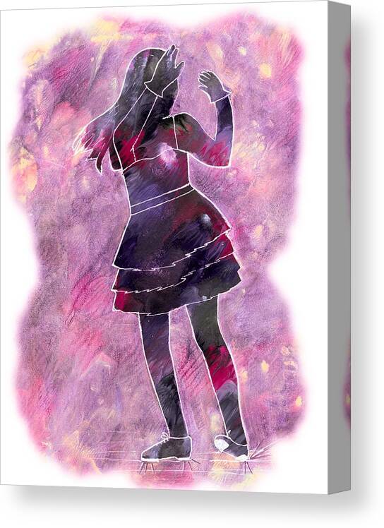 Silhouette Canvas Print featuring the painting Tap Dancer 1 - Pink by Lori Kingston